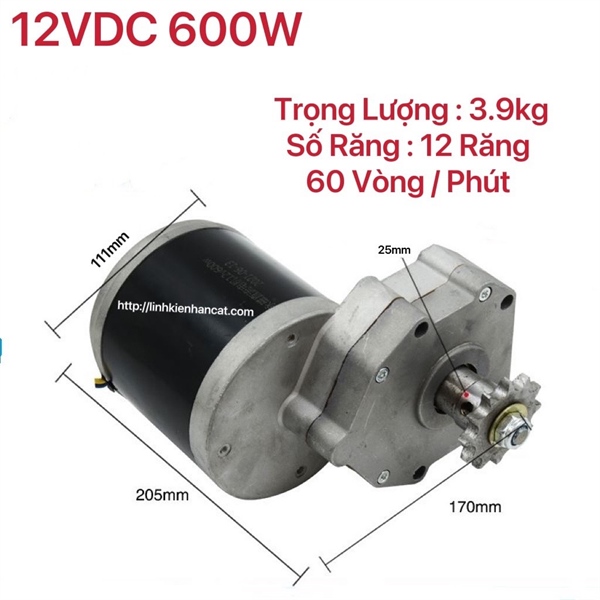 Moto Giảm Tốc 12VDC 600W Moto Giảm Tốc 12VDC 600W