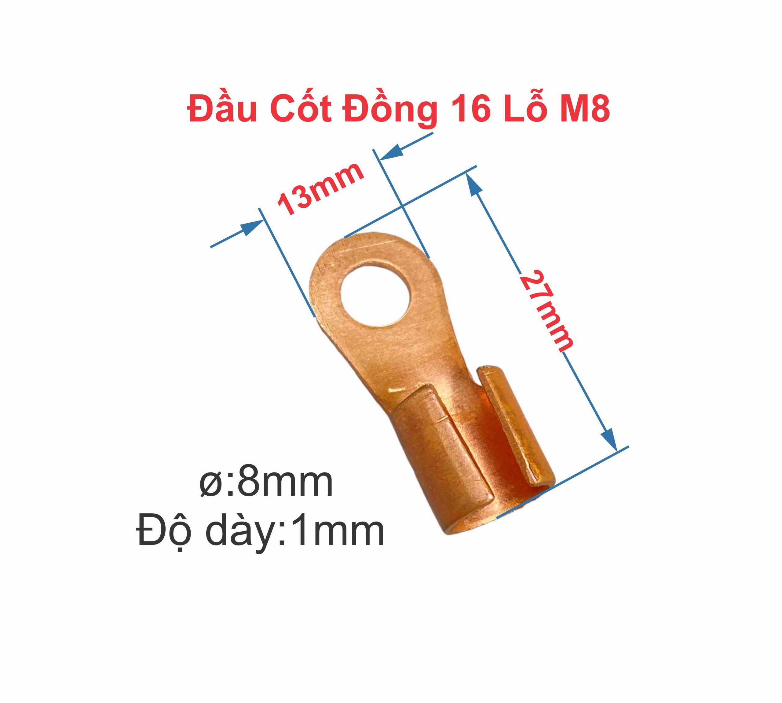 Đầu Cốt Đồng 16 Lỗ M8