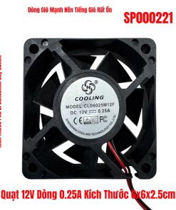 Quạt 12V Dòng 0.25A Kích Thước 6x6x2.5cm
