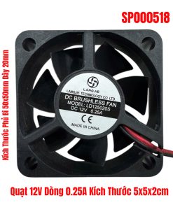 Quạt 12V Dòng 0.25A Kích Thước 5x5x2cm