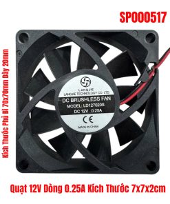 Quạt 12V Dòng 0.25A Kích Thước 7x7x2cm