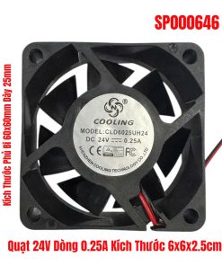 Quạt 24V Dòng 0.25A Kích Thước 6x6x2.5cm