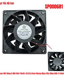 Quạt 48V Dòng 0.90A Kích Thước 12x12x3.8cm Khung Nhựa Dây Đồng Kiểu 11 Cánh