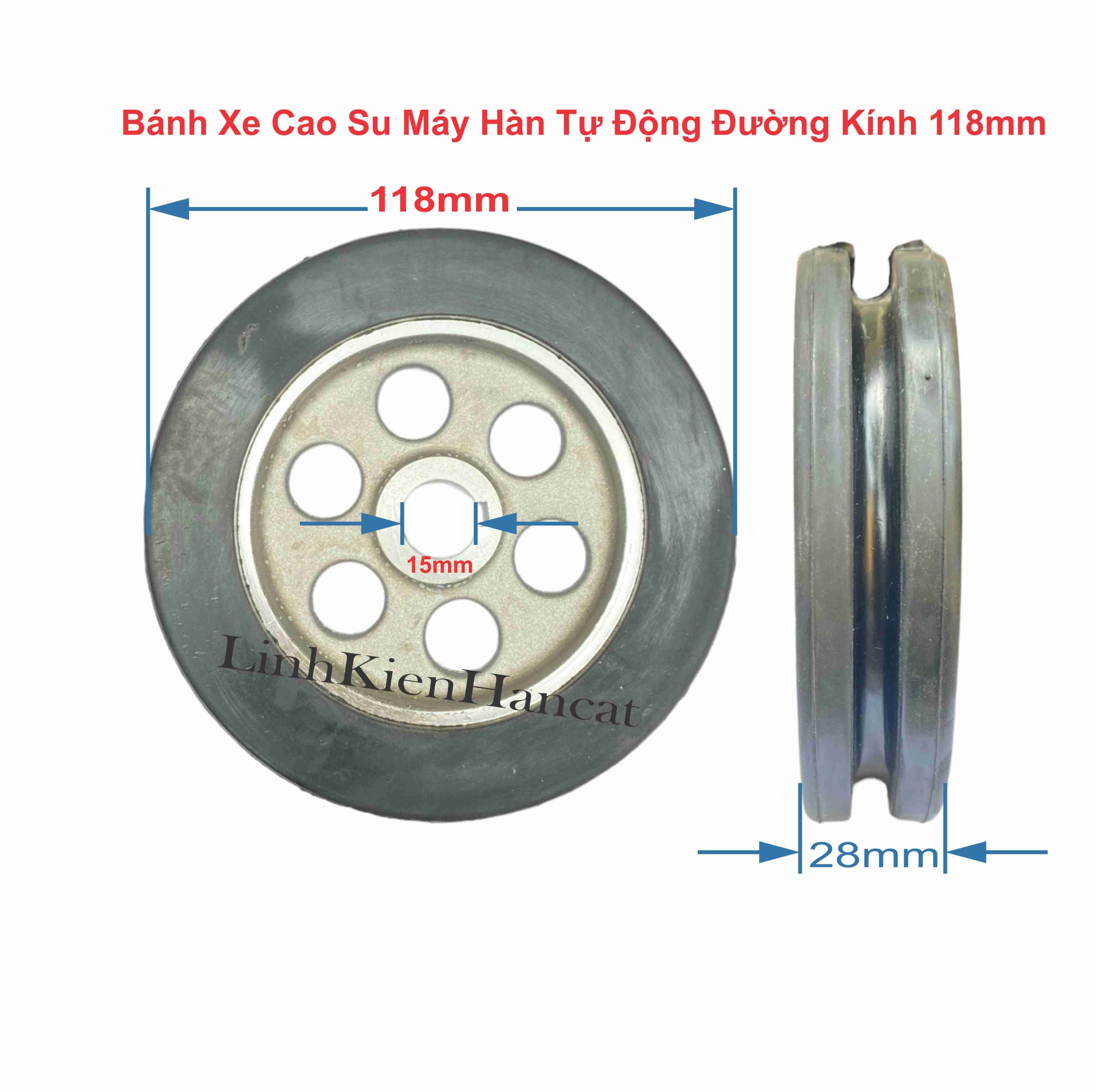 Bánh Xe Cao Su Máy Hàn Tự Động Đường Kính 118mm