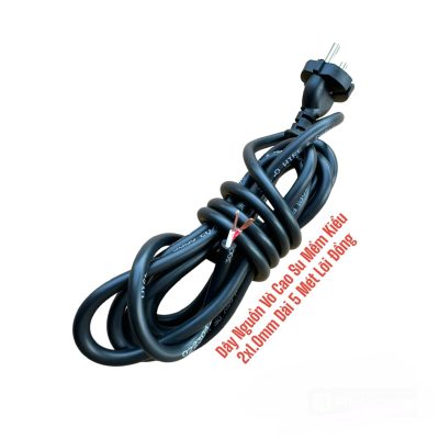 Dây Nguồn Vỏ Cao Su Mềm Kiểu 2x1.0mm Dài 5 Mét Lõi Đồng
