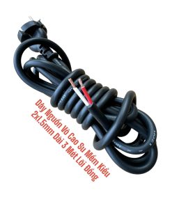 Dây Nguồn Vỏ Cao Su Mềm Kiểu 2x1.5mm Dài 3 Mét Lõi Đồng