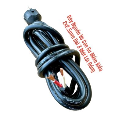 Dây Nguồn Vỏ Cao Su Mềm Kiểu 2x2.5mm Dài 3 Mét Lõi Đồng