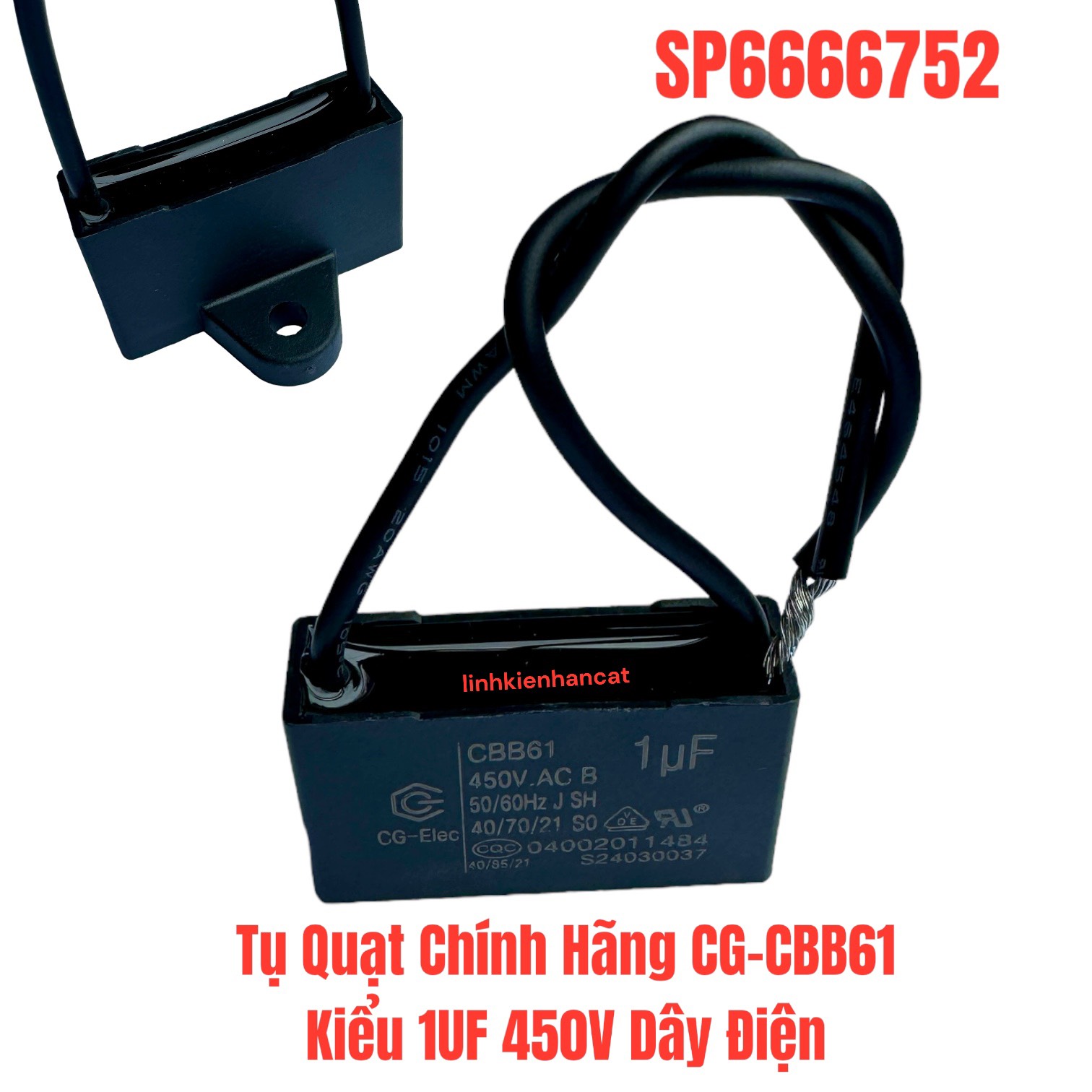 Tụ Quạt Chính Hãng CG-CBB61 Kiểu 1UF 450V Dây Điện Tụ Quạt Chính Hãng CG-CBB61 Kiểu 1UF 450V Dây Điện