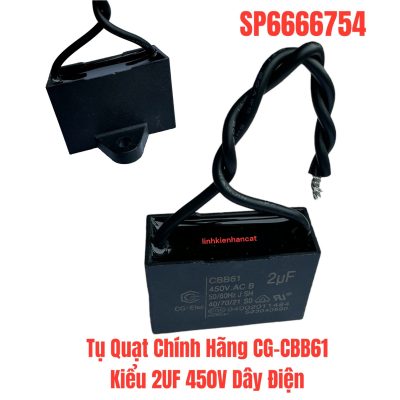 Tụ Quạt Chính Hãng CG-CBB61 Kiểu 2UF 450V Dây Điện