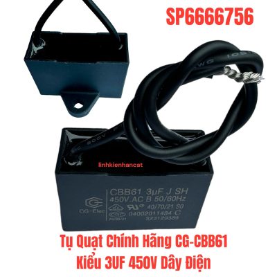 Tụ Quạt Chính Hãng CG-CBB61 Kiểu 3UF 450V Dây Điện