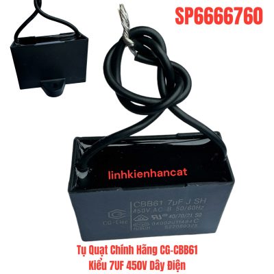 Tụ Quạt Chính Hãng CG-CBB61 Kiểu 7UF 450V Dây Điện