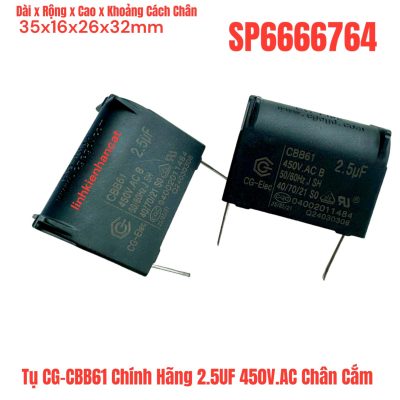 Tụ CG-CBB61 Chính Hãng 2.5UF 450V.AC Chân Cắm