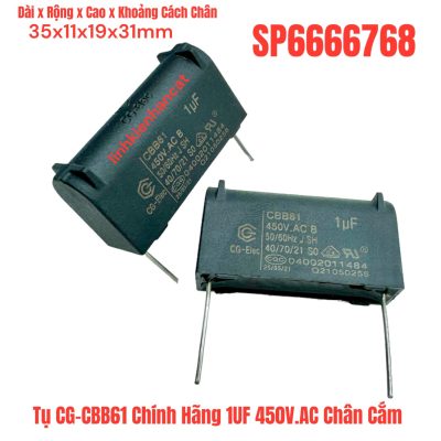 Tụ CG-CBB61 Chính Hãng 1UF 450V.AC Chân Cắm