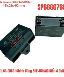 Tụ CG-CBB61 Chính Hãng 5UF 450VAC Kiểu 4 Chân