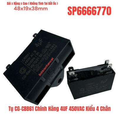 Tụ CG-CBB61 Chính Hãng 4UF 450VAC Kiểu 4 Chân