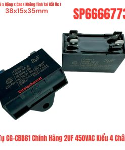 Tụ CG-CBB61 Chính Hãng 2UF 450VAC Kiểu 4 Chân