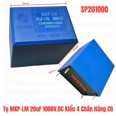 Tụ MKP-LM 20uF 1000V.DC Kiểu 4 Chân Hãng CG