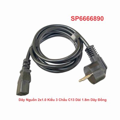 Dây Nguồn 2x1.0 Kiểu 3 Chấu C13 Dài 1.8m Dây Đồng