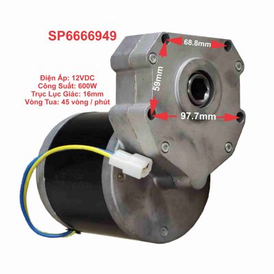 Moto Giảm Tốc 12VDC 600W Trục Lục Giác 16mm