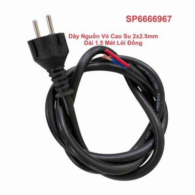 Dây Nguồn Vỏ Cao Su 2x2.5mm Dài 1.5 Mét Lõi Đồng