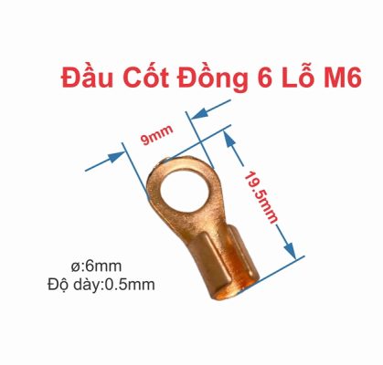 Đầu Cốt Đồng 6 Lỗ M6